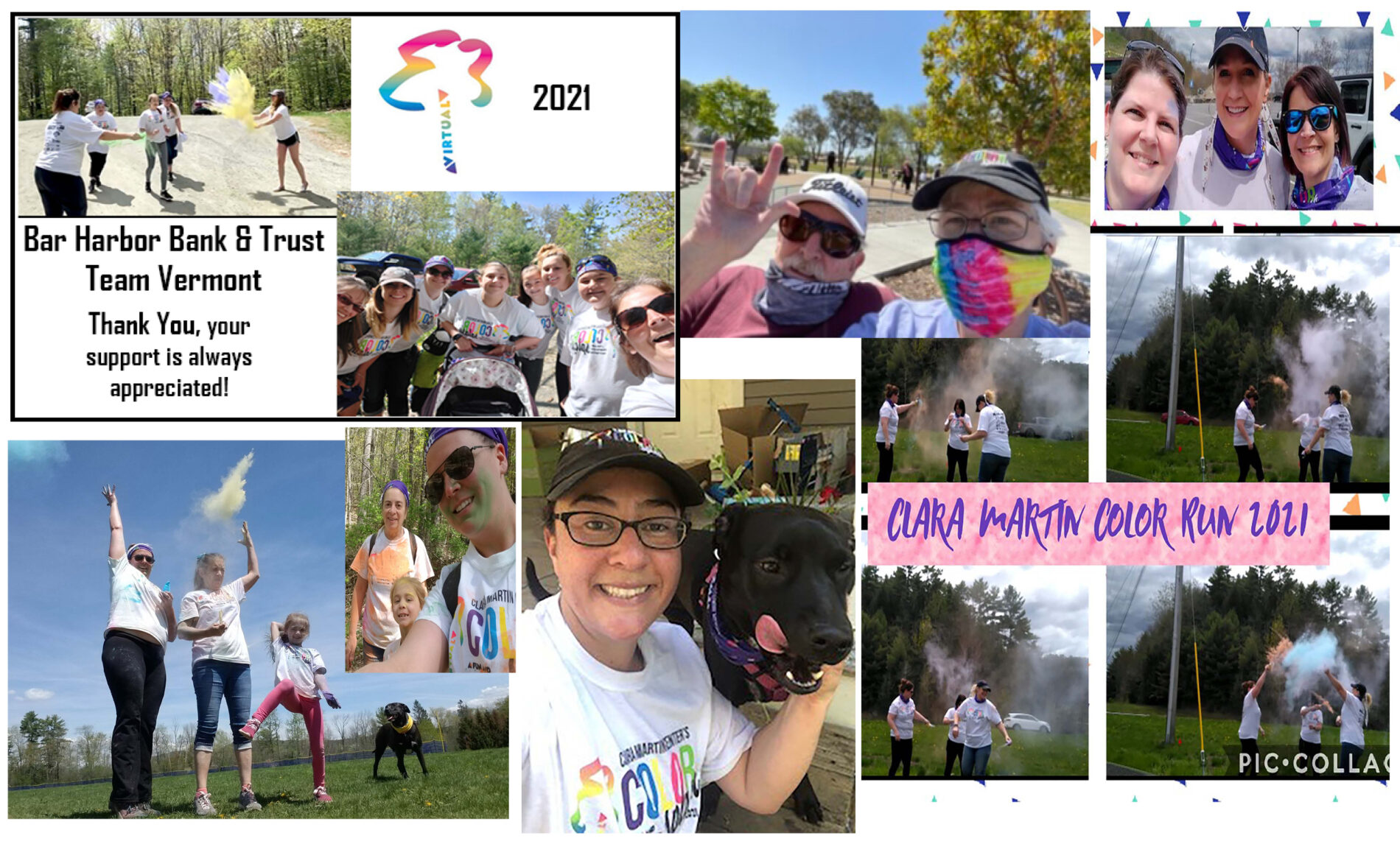 Collage of photos from the Clara Martin Color Run in 2021