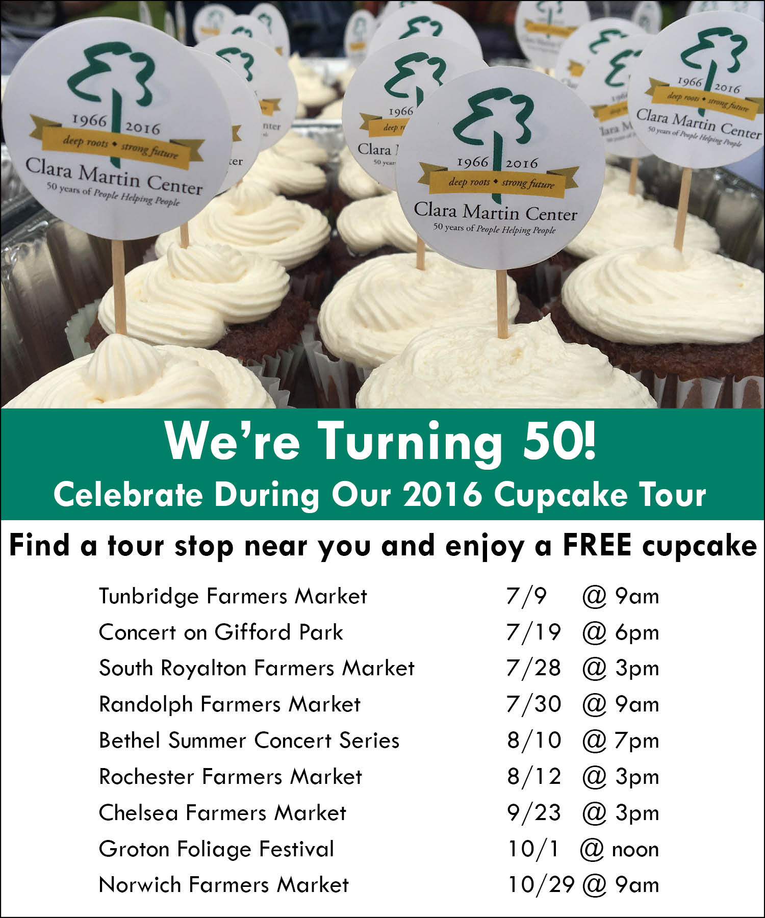 Clara Martin Center 2016 Cupcake Tour information