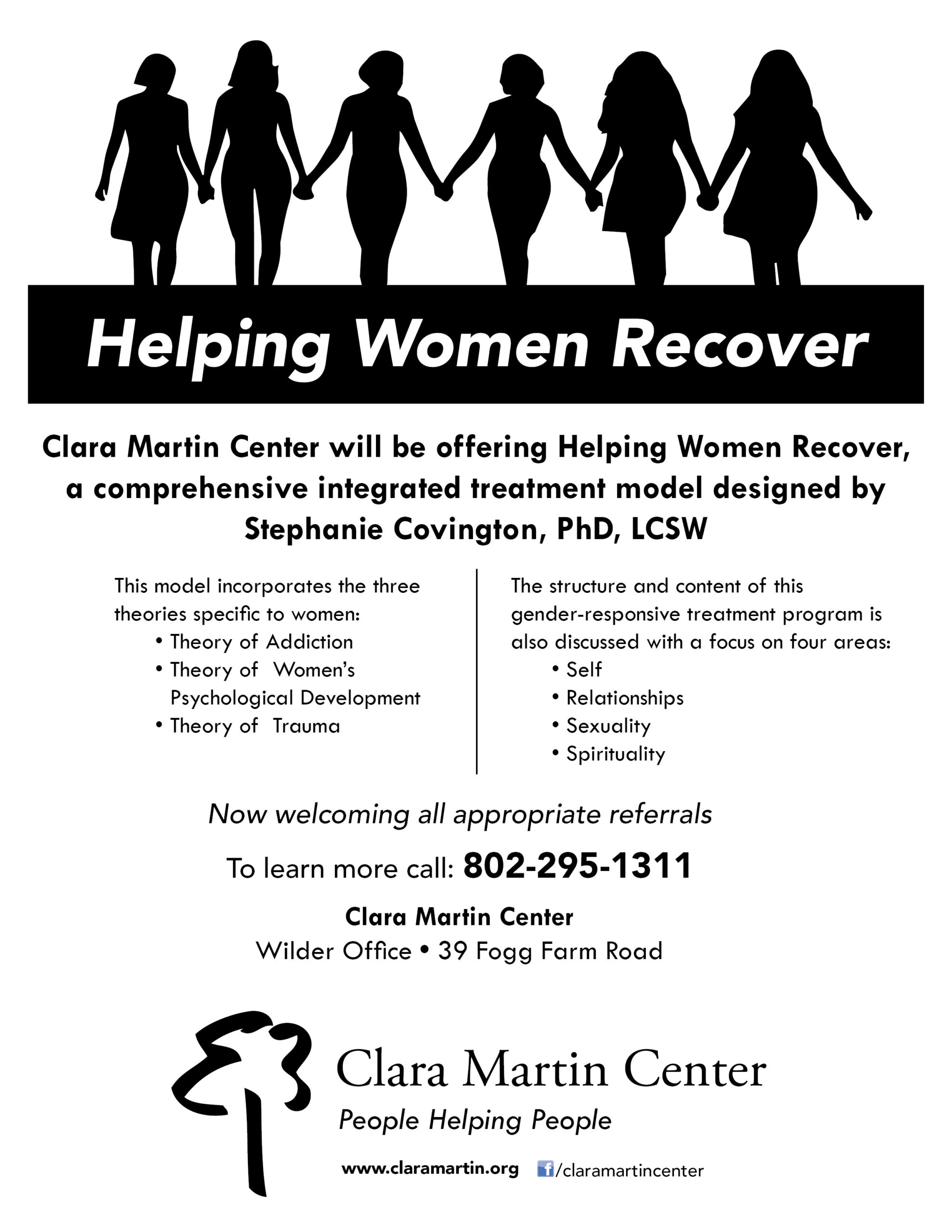 Clara Martin Center's Helping Women Recover information