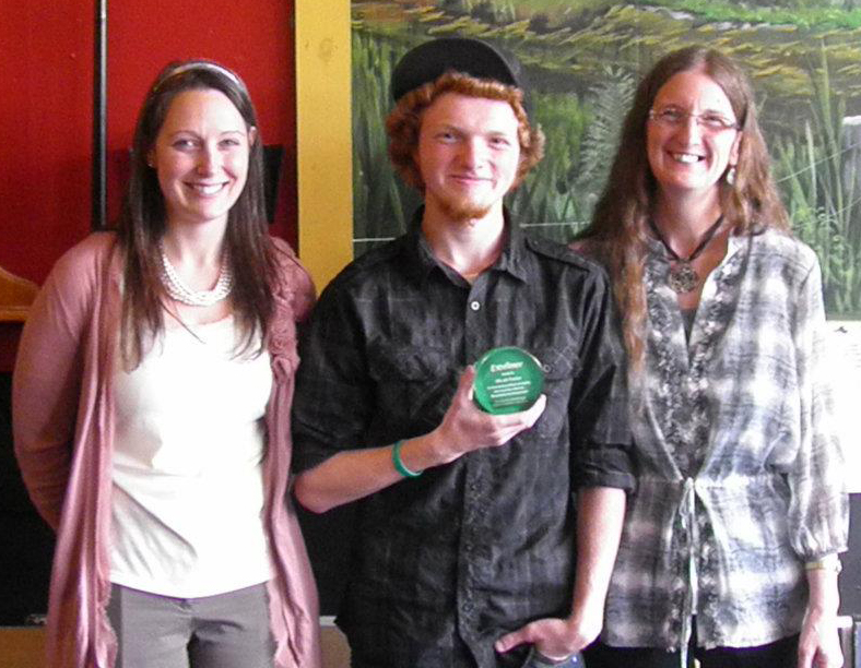 Micah with his mentor Cate Beaton(left), and his mother, Kathleen Porter(right) after receiving the Young Adult Leadership Award in 2012